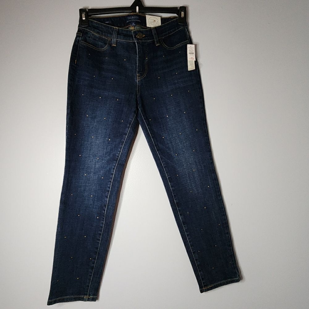TALBOTS Simply Flattering Slim Ankle Jeans  5 Pockey Dark Wash Blue 4 Petite NWT